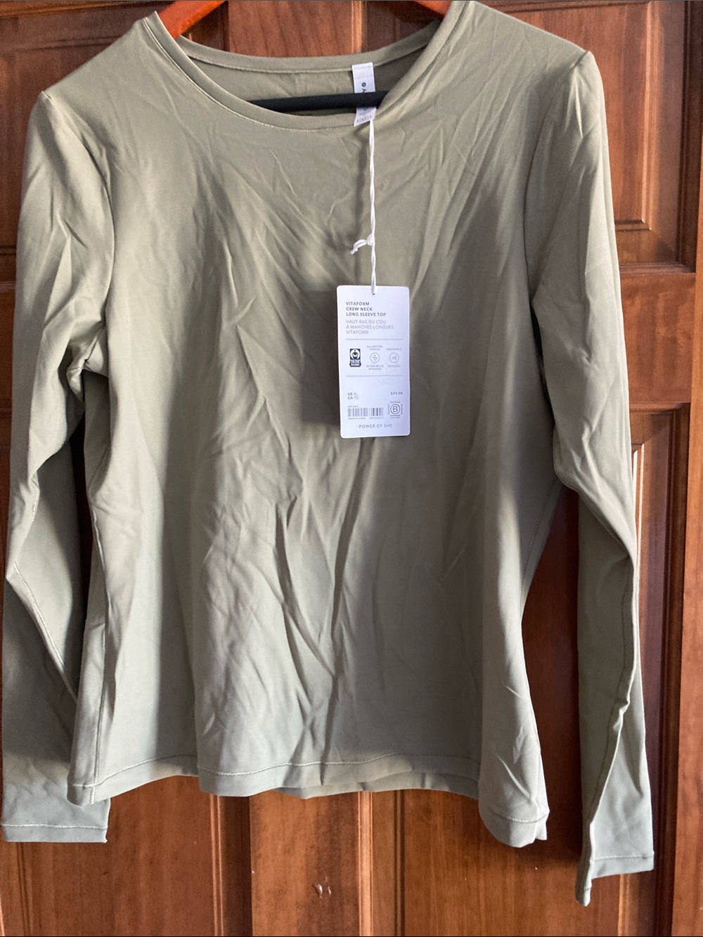 Athleta Long Sleeve Crew Neck Top in sage green